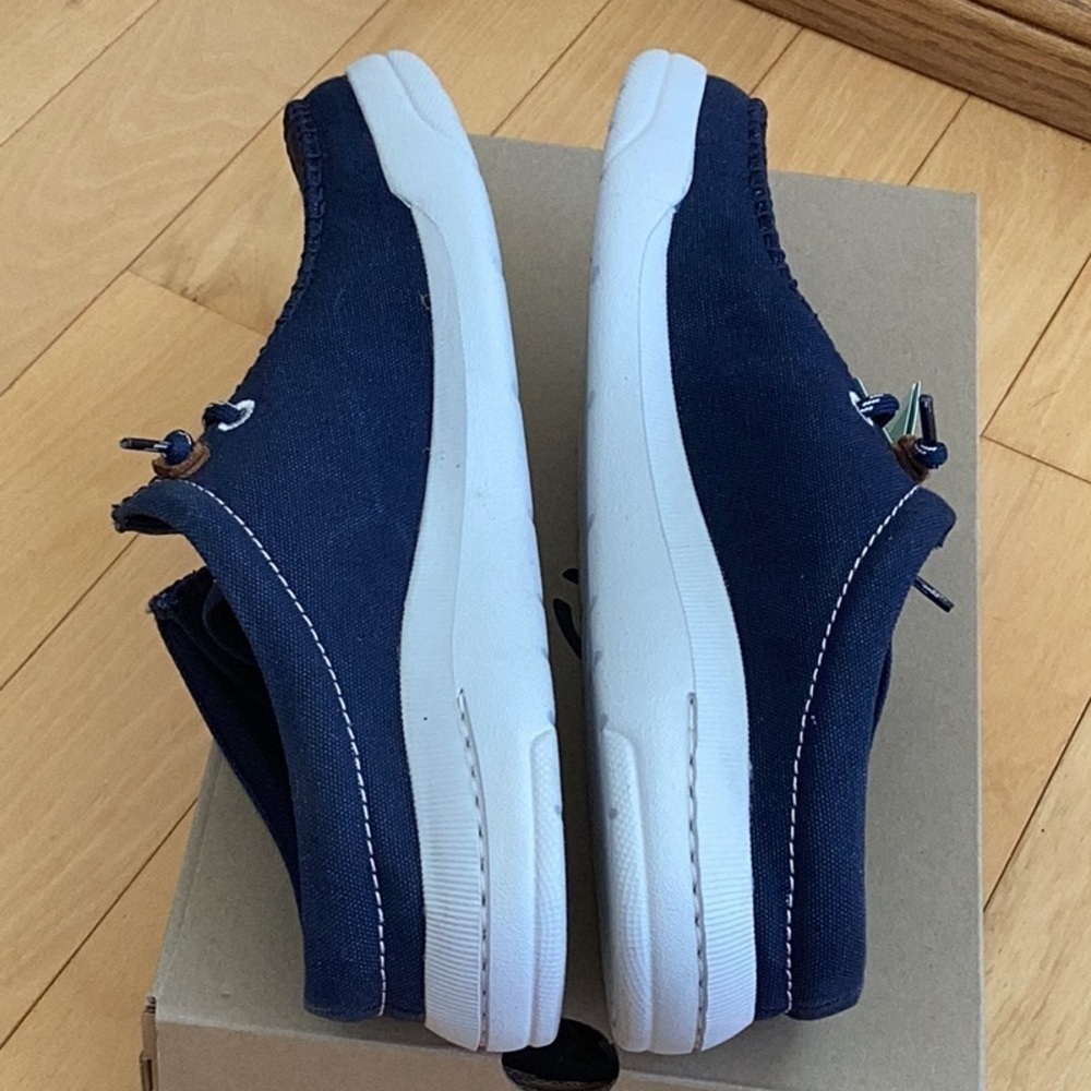 Clarks Driftlite Surf navy blue canvas slip on shoes, men’s size 10 - Picture 3 of 16